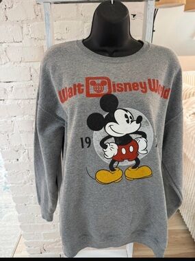 Disney Gray Crewneck Sweatshirt with Logo Tag